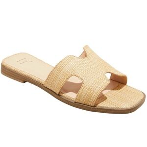 a New Day Womens Nina Raffia H-Band Slide Sandals Beige Brown - Size 6.5